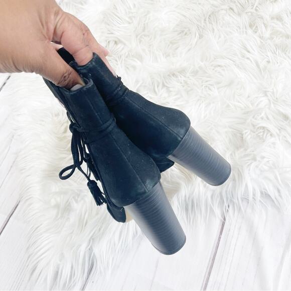 🆕 Sam Edelman Winnie Floral Embroidered‎ Suede Ankle Bootie  in Black Size 6 - Picture 8 of 8